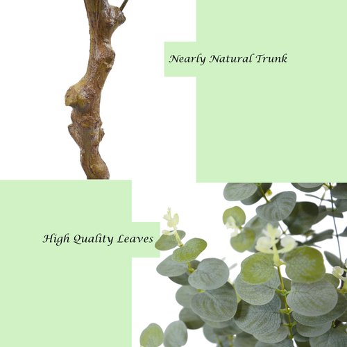 Lovaplants Artificial Eucalyptus Tree 6ft, Faux Plant with Basket, Fake Eucalyptus Trees with White Silver Dollar Leaves, Faux Potted Plants for Home Office Decor Indoor Outdoor