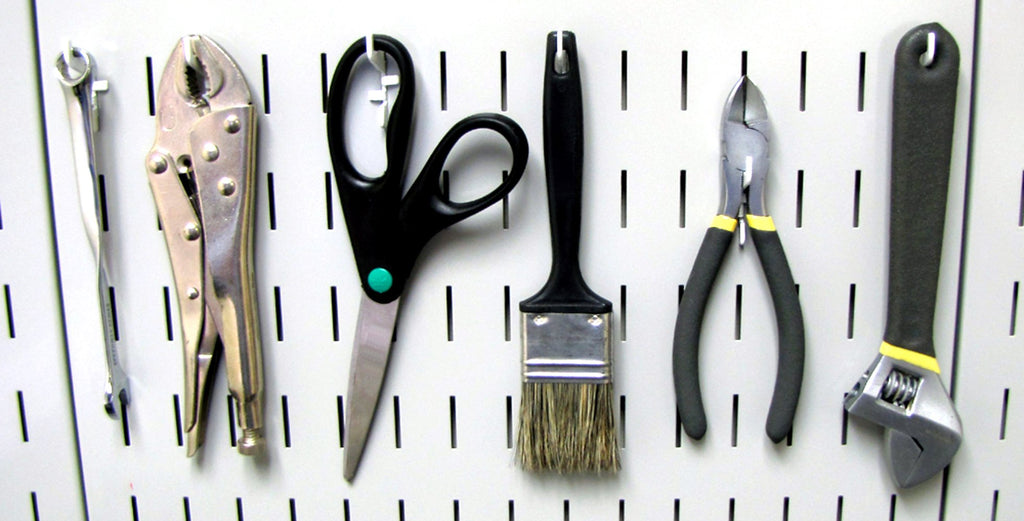 Wall Control Slotted Tool Board Workstation Accessory Kit Pegboard and Slotted Tool Board – White