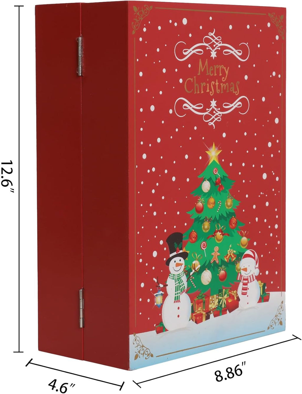 Regine Switzerland Christmas Wooden Advent Calendar - LED Lighting, Red Snowman & Santa Design, 24 Drawers for Holiday Countdown Decor