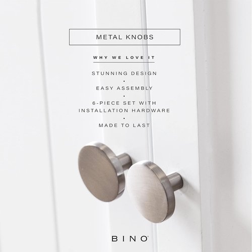 BINO 6-Pack Cabinet Knobs - Brushed Nickel 1.22" Diameter (31mm) - Stylish Dresser Drawer Handles
