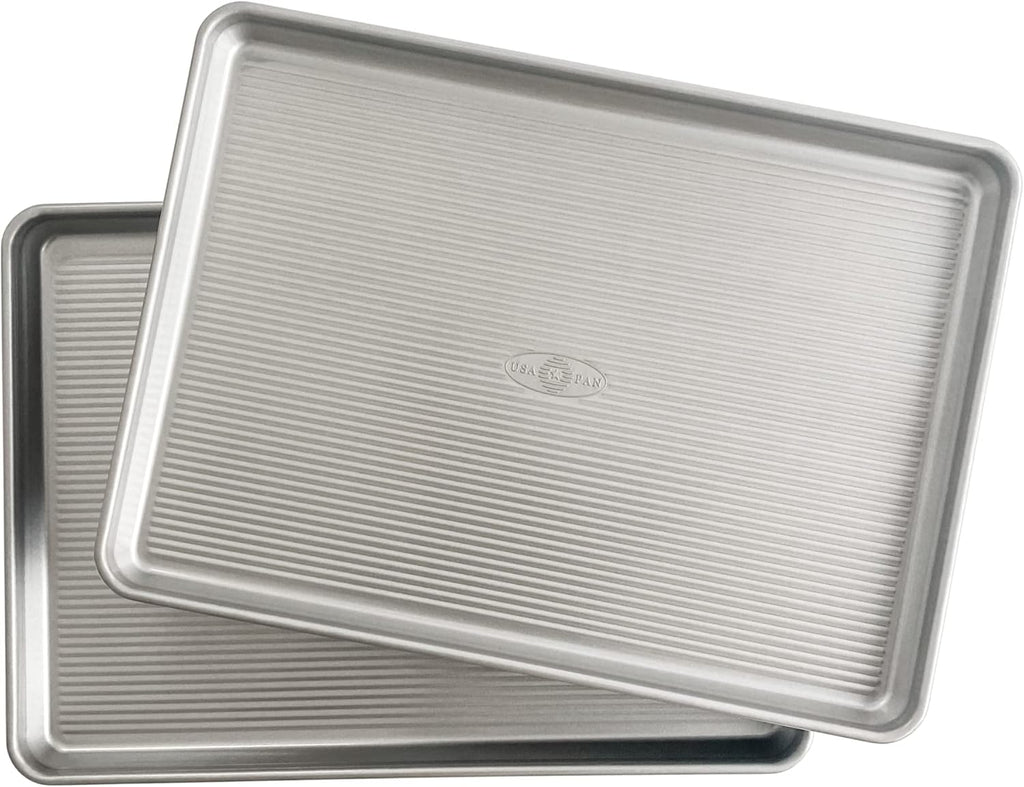 USA Pan Bakeware Half Sheet Pan - Set of 2 Durable Aluminized Steel Baking Sheets