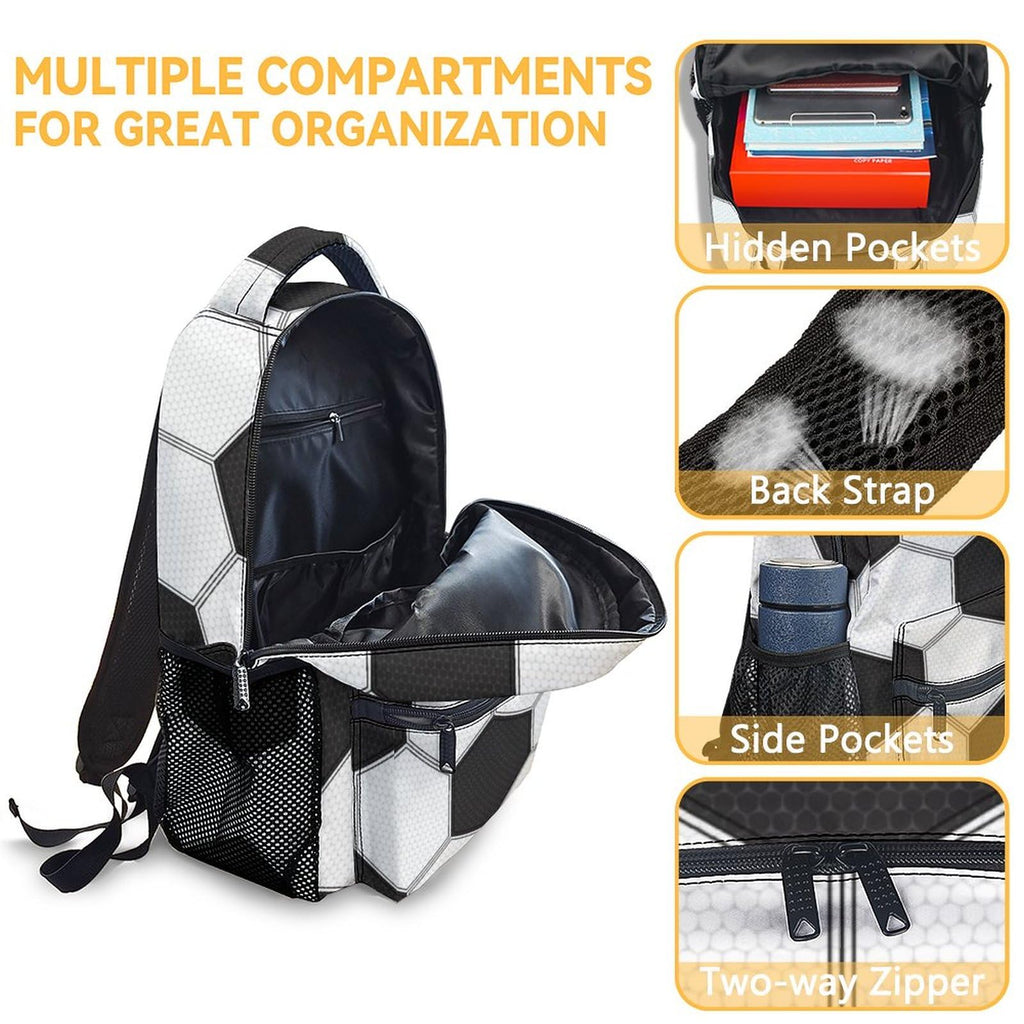NICEFORNICE Soccer Backpack for Kids, 17 Inch Sport Backpacks for School, Black Lightweight Bookbag for Boys