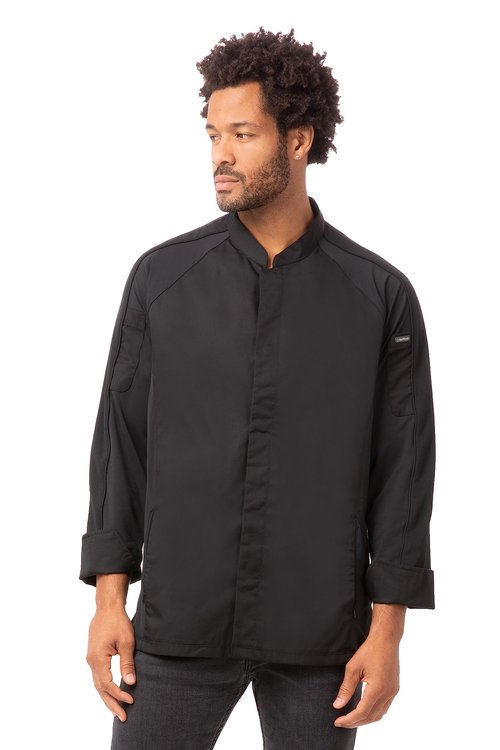 Chef Works Men's Valencia Chef Coat, Black, Small