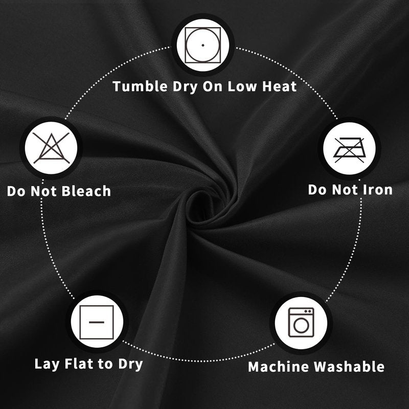 PureFit 8 Pack Round Black Table Cloths 120 Inch for Round Tables, Stain and Wrinkle Resistant Table Linens for Home Use, Wedding, Party, Banquet and Camping