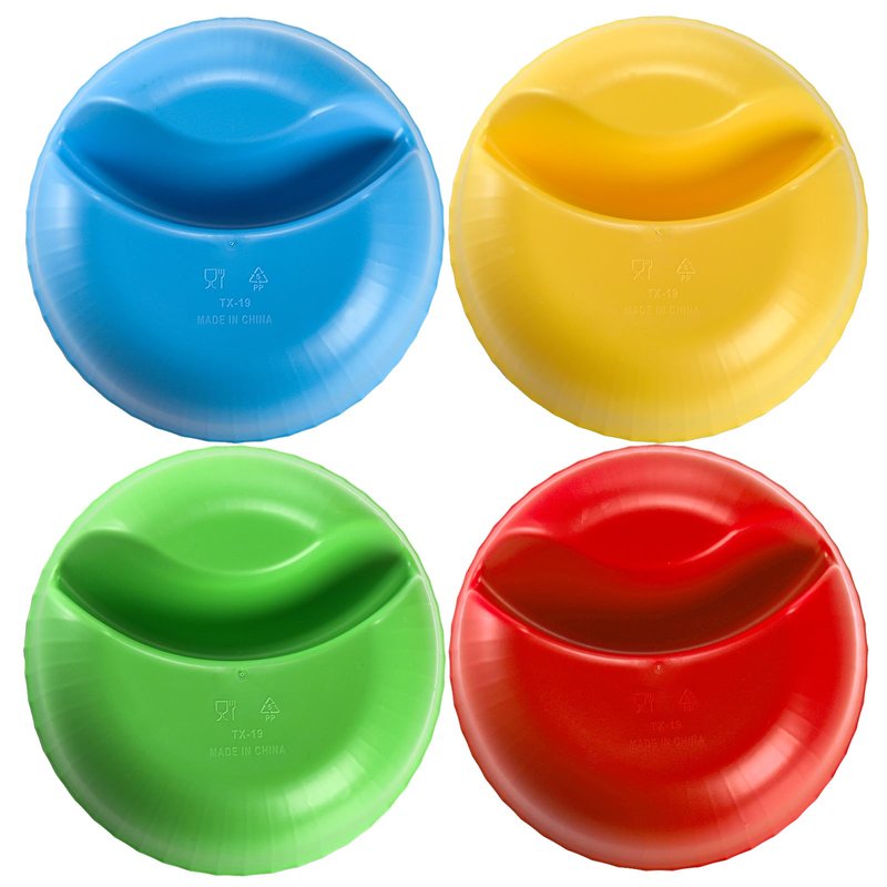 Okllen Set of 12 Anti-soggy Cereal Bowls, Plastic Divided Bowl for Chip and Dip, Separated Snack Bowl Sauce Dipping Dish for Ice Cream, Yogurt and Berries, 4 Colors