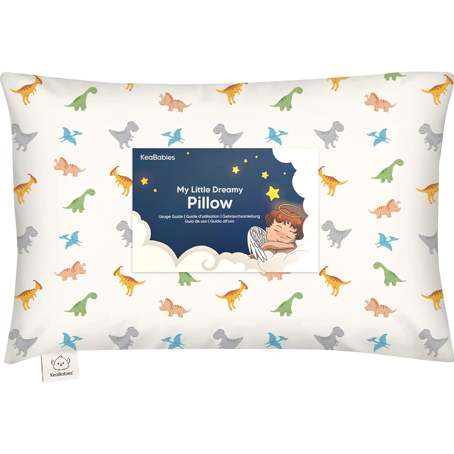 My Little Dreamy Toddler Pillow - Organic Cotton Travel Bed Pillow with Soft, Breathable Pillowcase | 13x18 Inches, Machine Washable for Ages 2-5 (Roarsome)