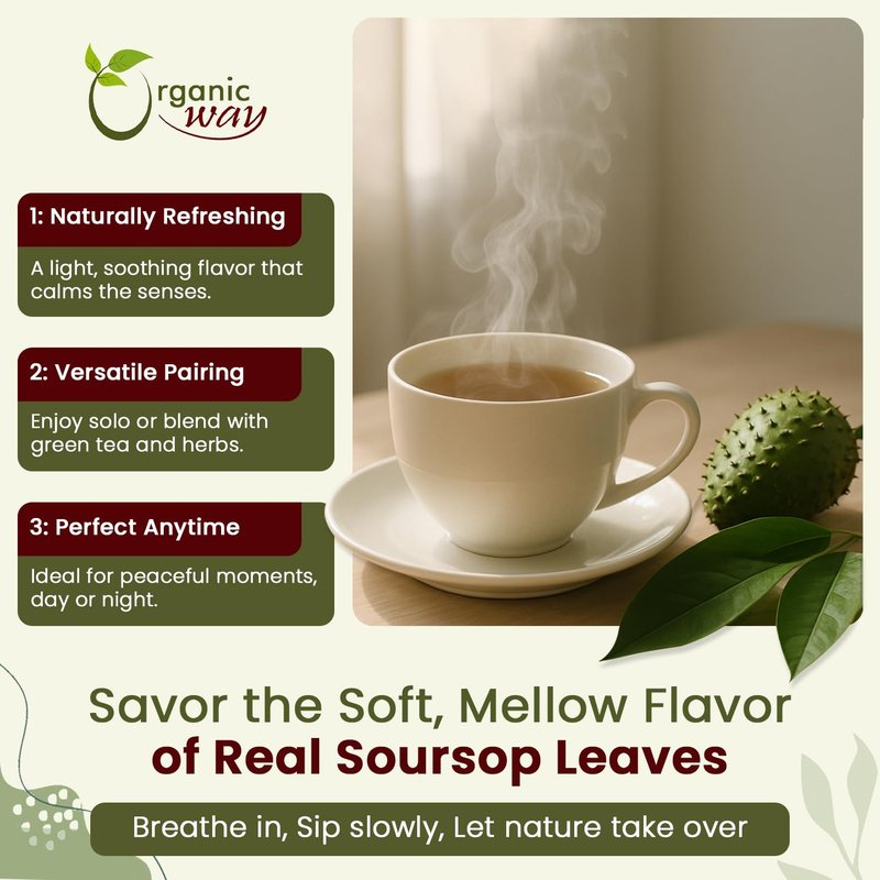 Organic Way Dried Soursop Leaf Coarse Cut (Annona Muricata) - Herbal Tea | Vegan, Non GMO & Gluten Free | Kosher Certified | Resealable Bag | 100% Raw from Sri Lanka (8 Ounces)
