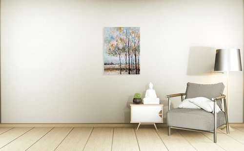 NdcSkyArt Tree Paintings - Abstract Forest Canvas Wall Art for Modern Living Room, Bedroom, and Bathroom Décor