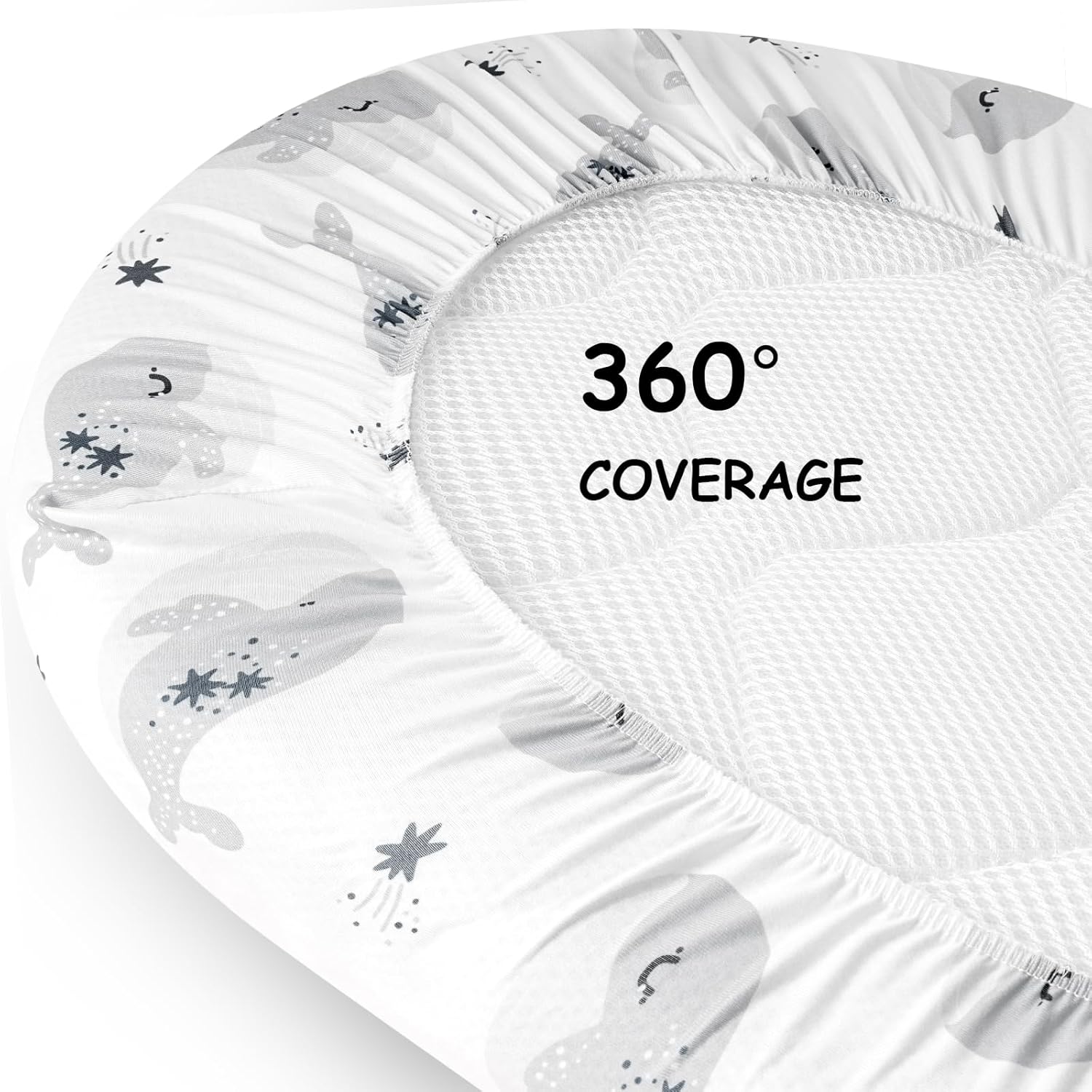 Yoofoss Bassinet Sheets - 3-Pack Fitted Baby Sheets for Halo & Baby Delight | Soft Breathable Blue & Seahorse