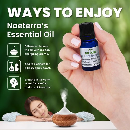 Naeterra Aromatherapy Cleaning Concentrate 64 oz & 10ml Essential Oil - Natural All Purpose Multi Surface Cleaner for Floors, Glass & Granite - Plant Based Pet Safe & Non Toxic - Makes 24 Gallons