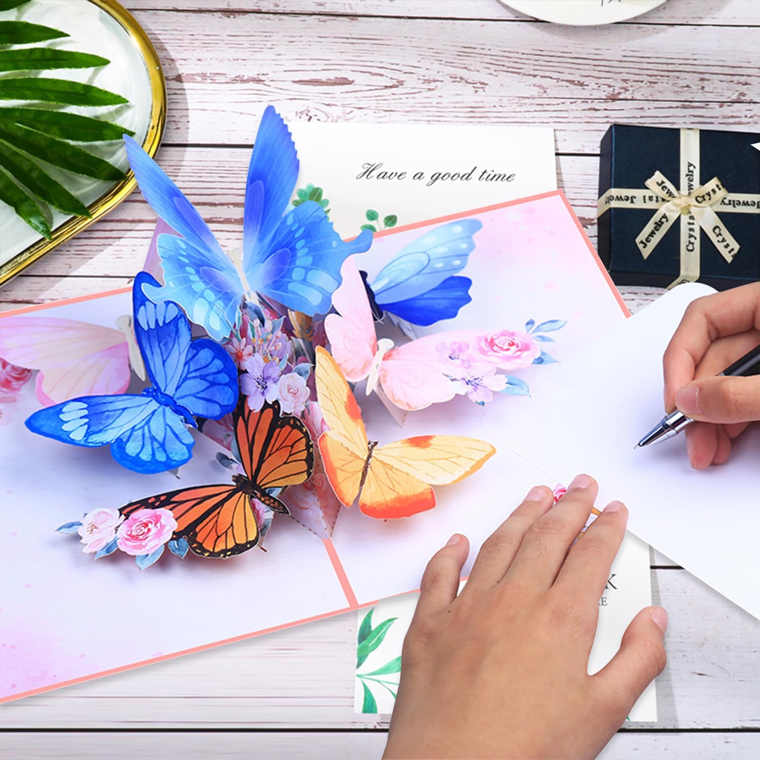 ROBBEAR 3D Butterfly & Flower Pop-Up Greeting Card - Handmade for Birthdays, Anniversaries & More