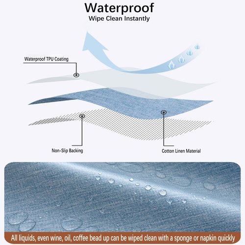 Dimatic Linen Textured Round Tablecloth with Tassel - Waterproof Spill Proof Table Cover for Kitchen Dining Tabletop Decoration, Orange, Round - 78 inch