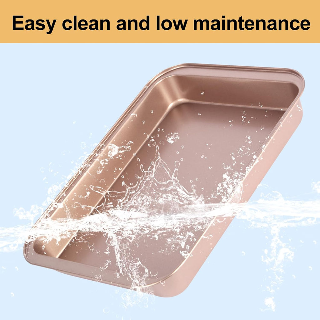 Regine Switzerland Nonstick 9x13 Baking Pan - Easy Clean Carbon Steel Bakeware for Cakes & Lasagna | Rose Gold