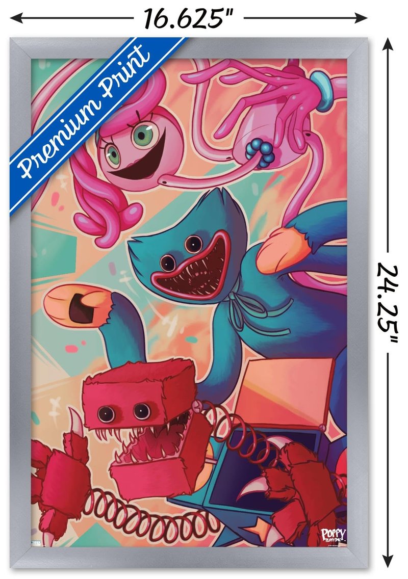 Poppy Playtime - Big Three Wall Poster, 22.4L" x 14.7W", Silver Framed Version