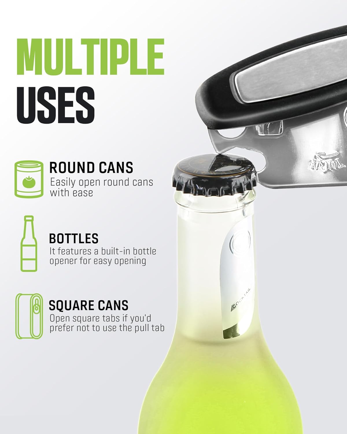 Skiennix Multifunctional Can Opener - Durable Heavy-Duty Handheld Tool for Seniors | Black