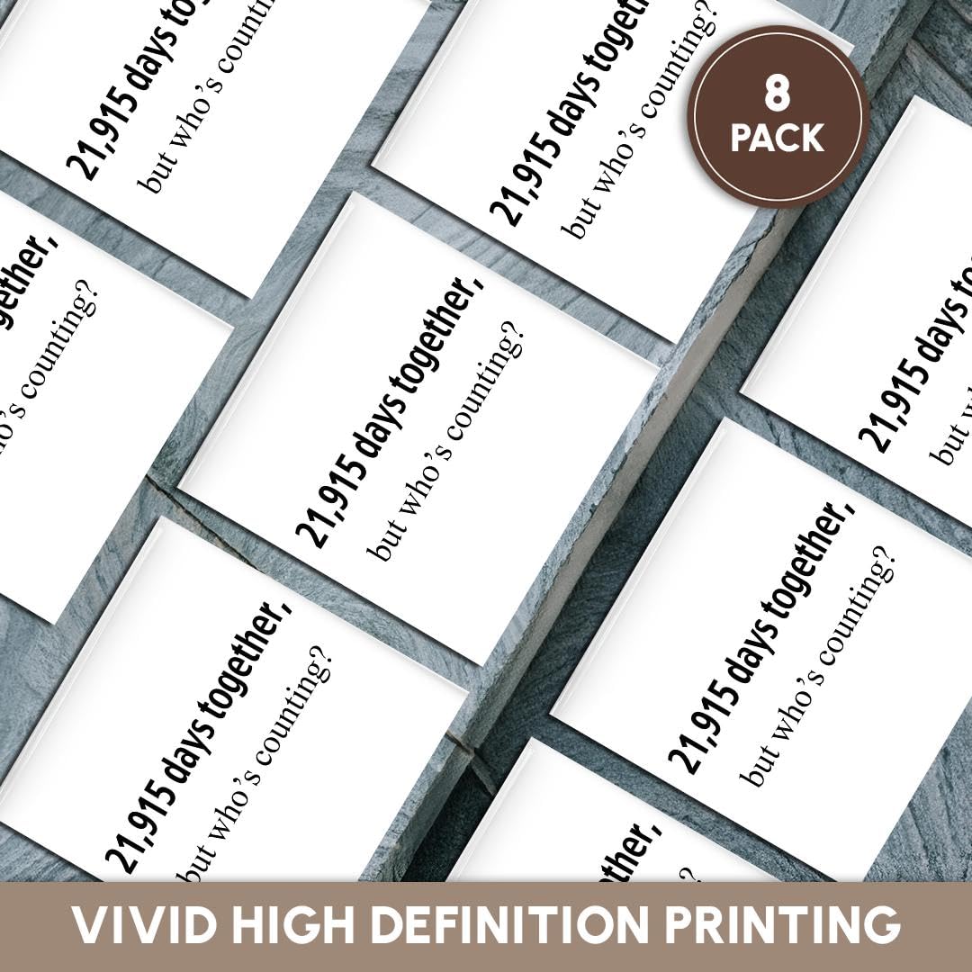 3dRose CST_112219_4 21,915 Days Together, Who's Counting. Happy 60th Anniversary-Ceramic Tile Coasters, Set of 8