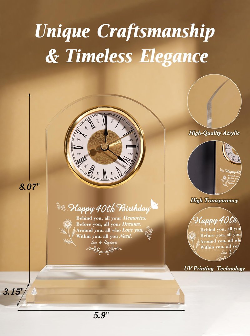 DEEWISH 90th Birthday Gift Quartz Desk Clock – Elegant Home Blessing Decoration for Parents, Grandparents, Friends, Mom, Dad, Happy 90 Years Birthday Decoration for Women Men