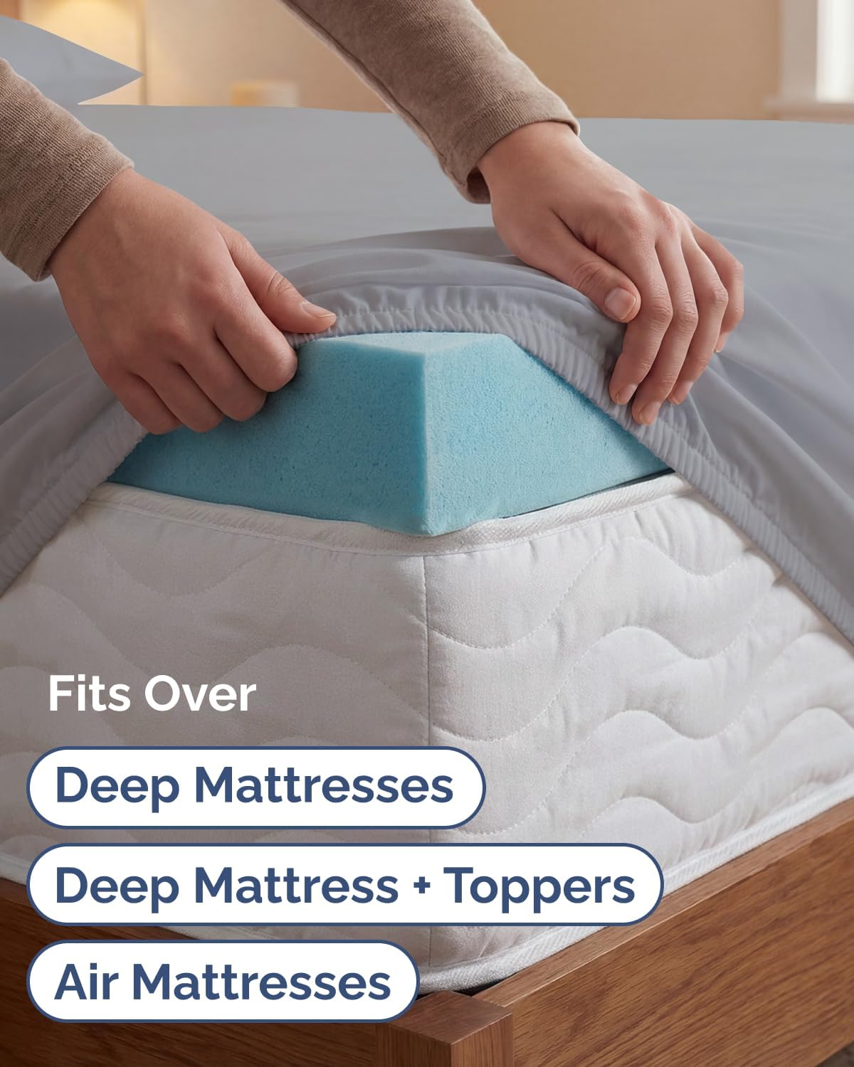 Skiennix Extra Deep Twin XL Sheet Set | 4-Piece Breathable Cooling Bedding - Soft, Wrinkle-Free, Steel Blue