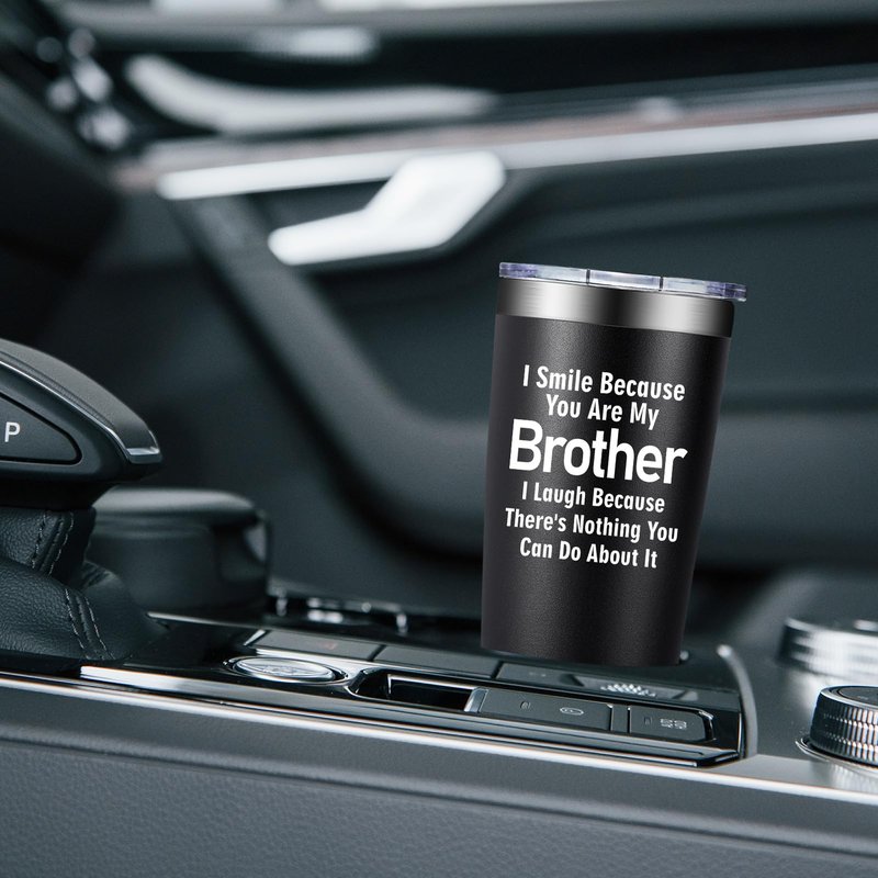 Grifarny Brother Gifts from Sister - Christmas, Fathers Day, Birthday Gift for Brothers Adult - Best Brother Ever Gifts - I Smile Because You are My Brothers Tumbler Cup 20 oz