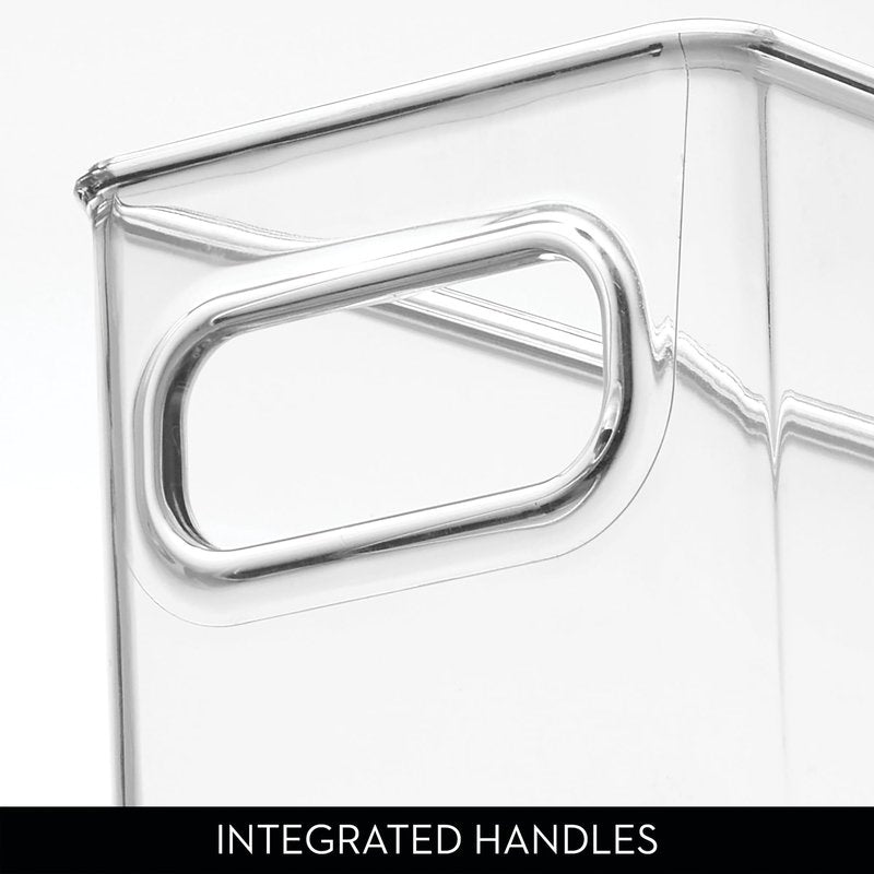 iDesign Stackable Fridge Bin with Handles - Ideal for Freezer or Pantry, Set of 2, Clear, Made in USA