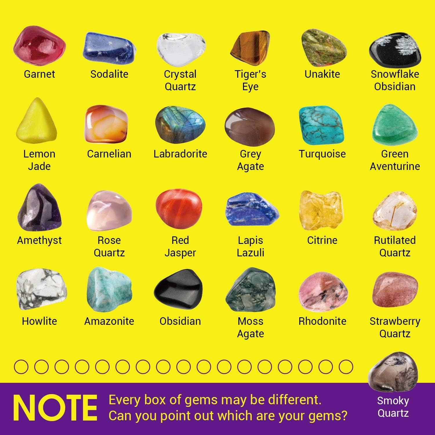 Rocks Collection 25PCS Rock and Mineral Education Set - Gemstones for Kids with Healing Chakra Stones & STEM Guide
