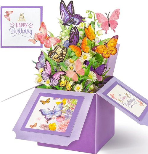 Butterfly Pop Up Card Box - Elegant Birthday Cards for Women | Perfect Gift for Mom, Daughter, Sister