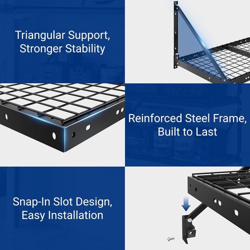 FLEXIMOUNTS 2-Pack Garage Wall Shelving | Heavy-Duty 2x4ft Storage Rack with 660lbs Capacity