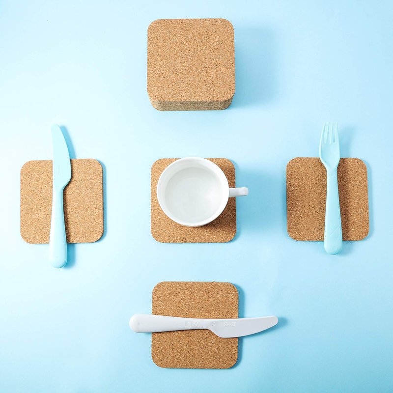 20 Pieces 5 mm Thick Wooden Cork Coasters Absorbent Square Cork Drink Coasters Mats 4 x 4 Inch