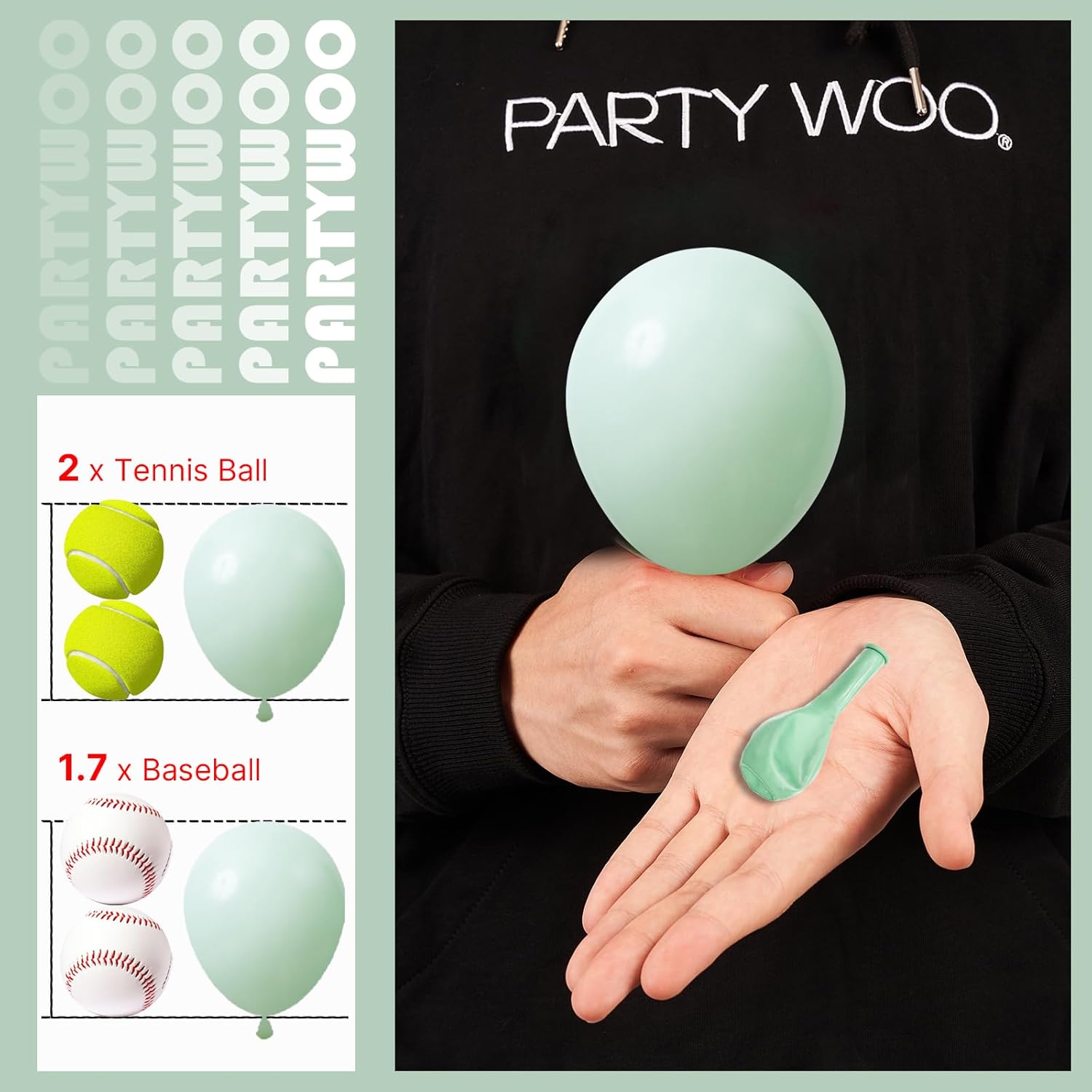 PartyWoo Pastel Green Balloons - 50 Pcs Mini 5-Inch Latex Balloons for Birthday & Baby Showers