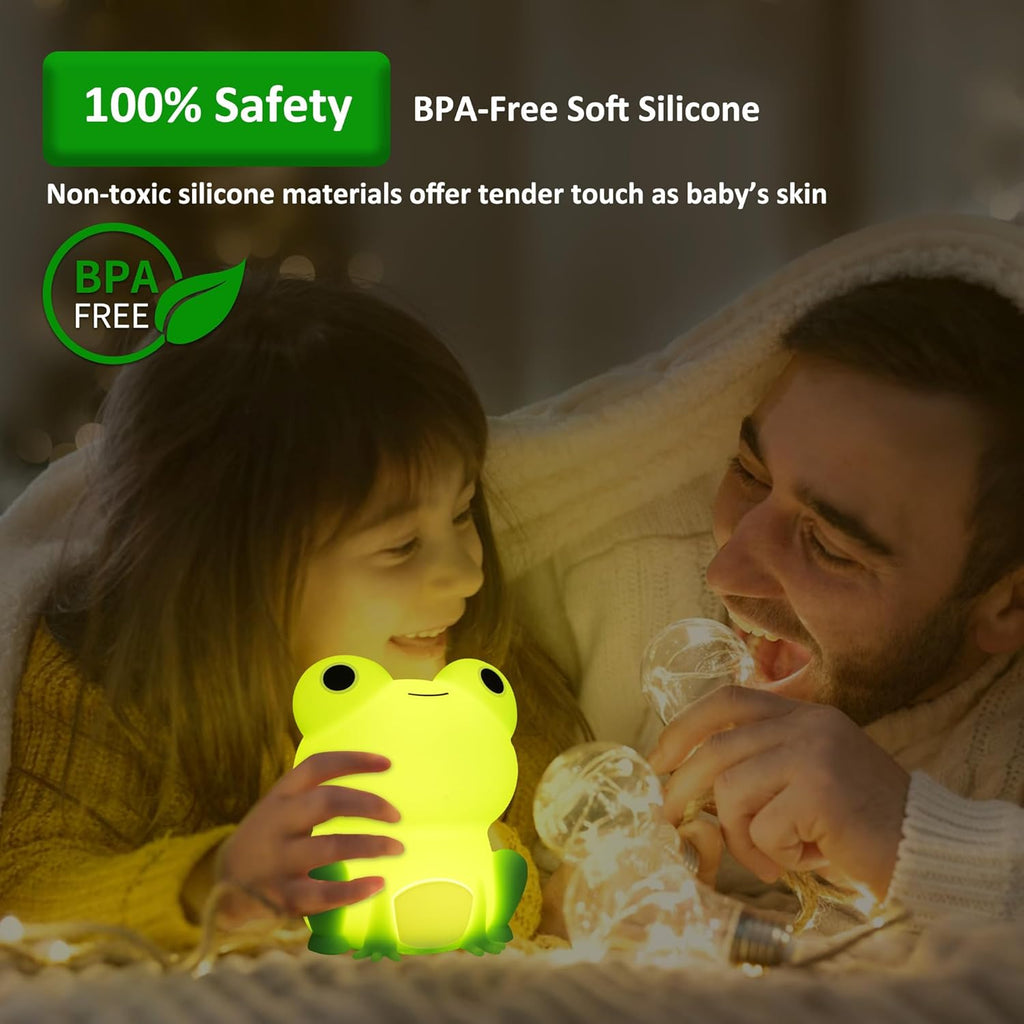 OkiyiD Frog Night Light - Rechargeable Dimmable Touch Control Bedside Lamp for Kids | Portable Nursery Gift