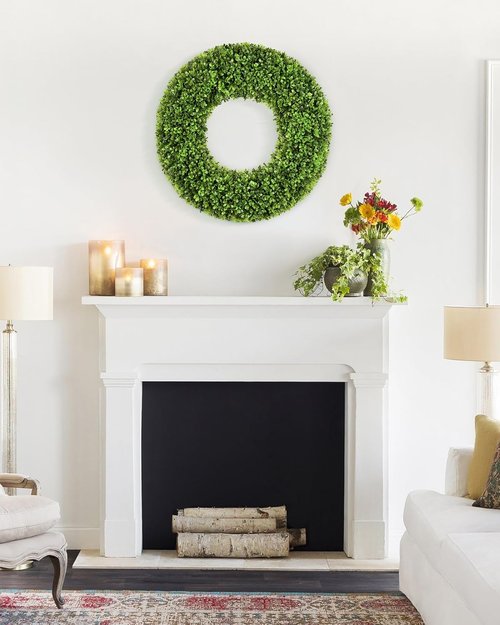 DDHS 20'' Boxwood Wreath - Artificial Spring Decor for Year-Round Indoor/Outdoor Use | Green