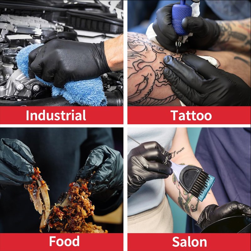 Supmedic Black Nitrile Exam Glove, 5 mil Powder-Free Latex-Free Disposable Medical Gloves, Case of 1000 Pcs (Large)