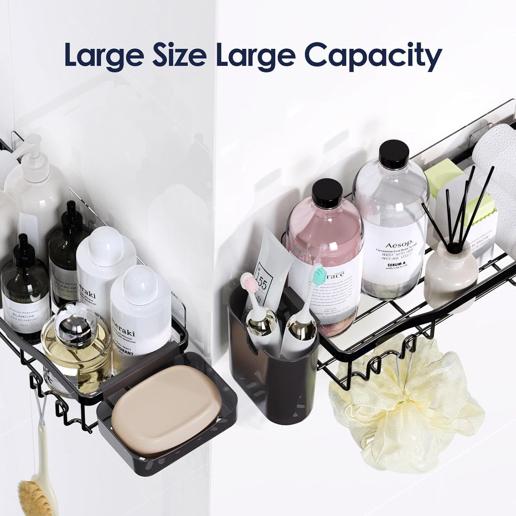 NESOMI Shower Caddy - Rustproof Stainless Steel Organizer with Soap Dish & Hooks | 7-Pack, No-Drill Storage