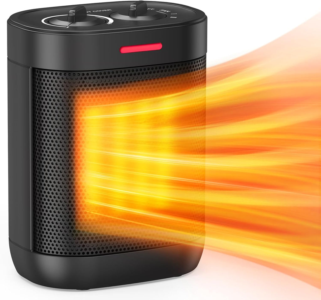 Pereysi Ceramic Personal Space Heater - Quiet 1000W/700W Electric Heater for Office & RV | Compact Design