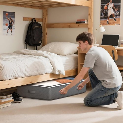 Budding Joy 60L Under Bed Storage Containers - Clear Lids & Foldable Closet Organizers for Clothes, Blankets, Shoes