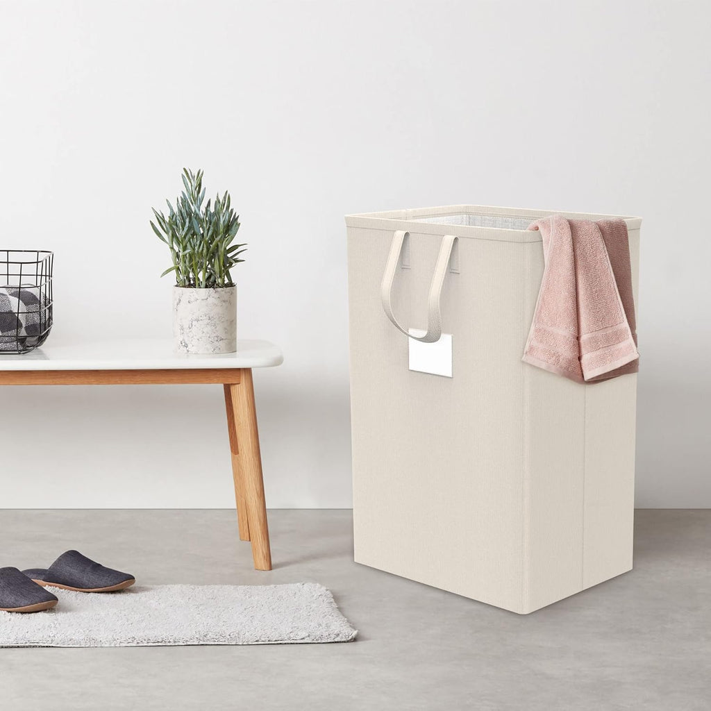 Skiennix 75L Large Laundry Hamper - Waterproof & Freestanding Design for Bedroom, Bathroom, or Dorm (Ivory)