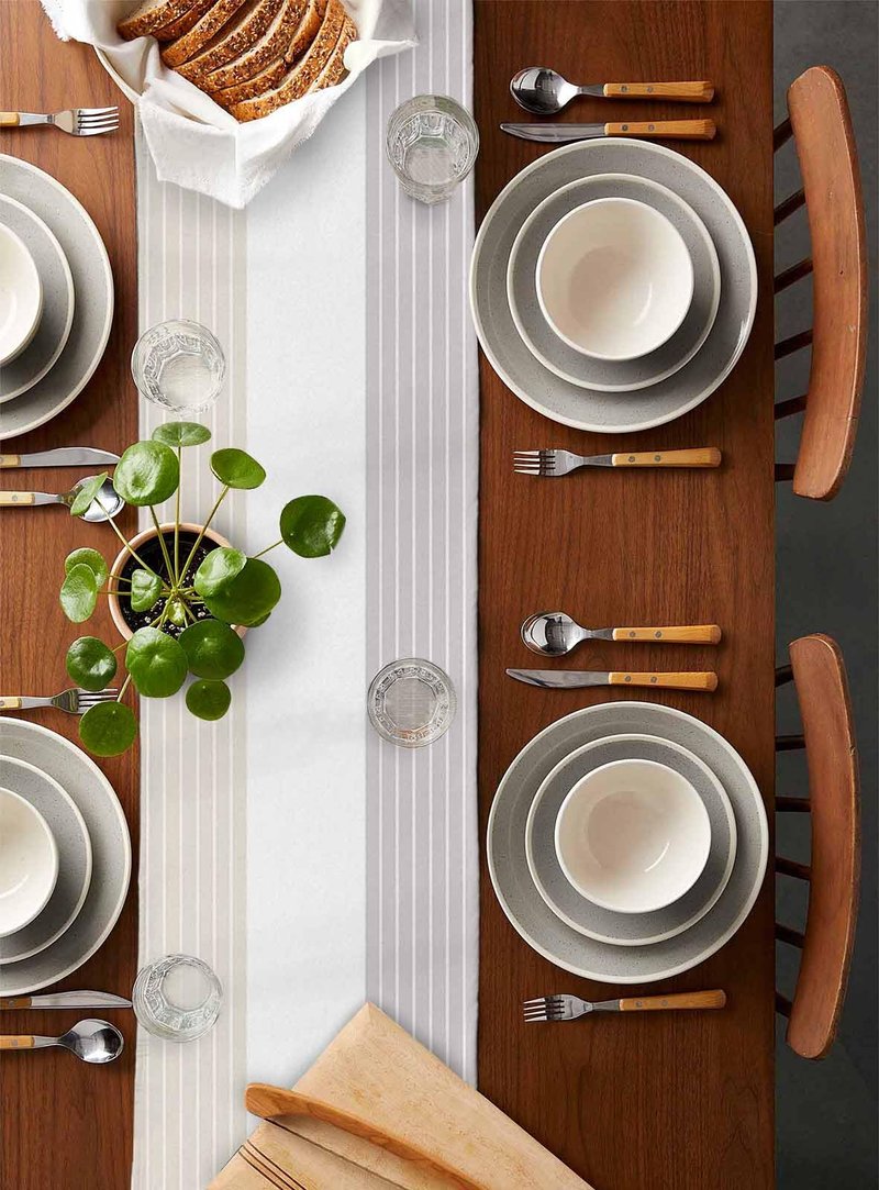 Geometric Table Runner Dresser Scarf 18x72inch Linen Burlap Table Runners Non-Slip Heat Resistant Cloth Placemat Home Decor for Wedding Banquet Decoration - Ethnic Stripes Modern Art