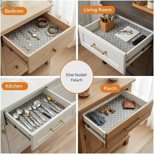 Coavas Extra Grip Thickened Shelf and Drawer Liner - Non-Adhesive Non-Slip Waterproof Mats for Kitchen Cabinets, Drawers, Shelves, Dresser & Cupboard, Easy Cut DIY (Gray, 24IN x 10FT)
