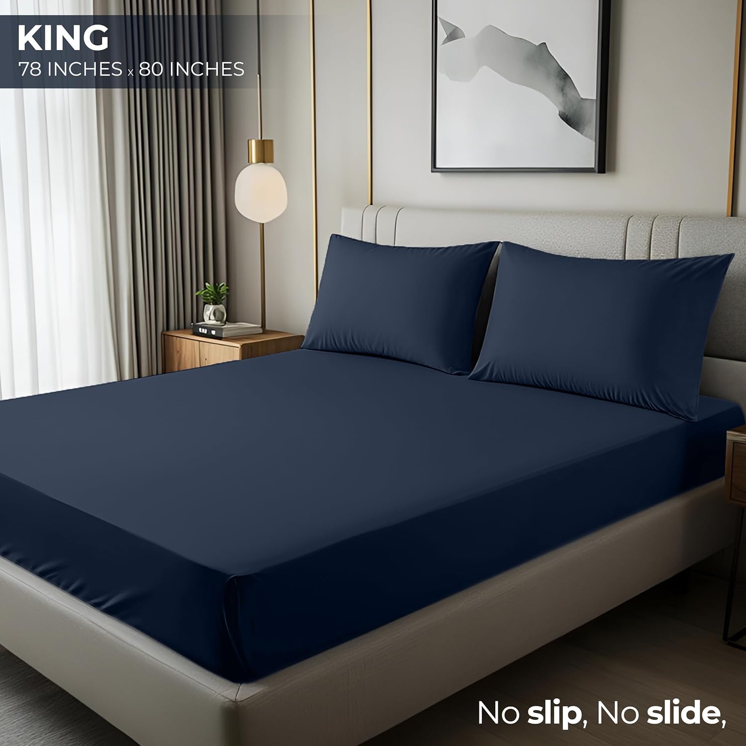 Utopia Bedding King Fitted Sheet - Soft Microfiber - Deep Pocket - Navy - Easy Care & Fade Resistant
