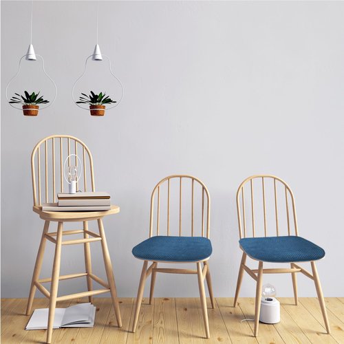 PAGGED Blue Dining Chairs Cushions Non Slip Foam Kitchen Seat Cushions Washable Soft Thick Patio Pads Large Wooden Metal Tapered Chair Cushions,17" x 15"