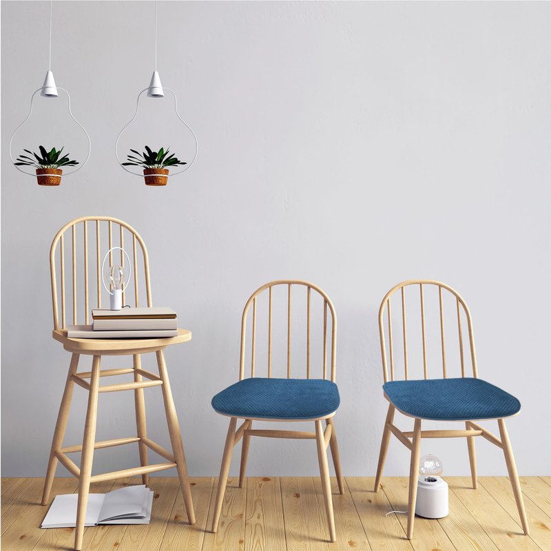 PAGGED Blue Dining Chairs Cushions Non Slip Foam Kitchen Seat Cushions Washable Soft Thick Patio Pads Large Wooden Metal Tapered Chair Cushions,17" x 15"