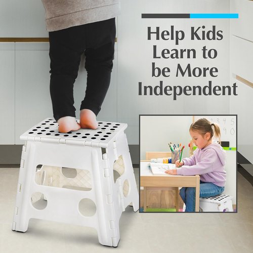 Handy Laundry Folding Step Stool - Lightweight & Sturdy for Adults and Kids - Easy One-Flip Design | White - 13 Inch