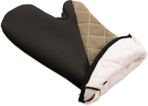 Carlisle FoodService Products 810CM15 San Jamar Textured Neoprene Bestgrip Conventional Temperature Protection Oven Mitt with Magnet and WebGuard, 15" Length, Tan/Brown