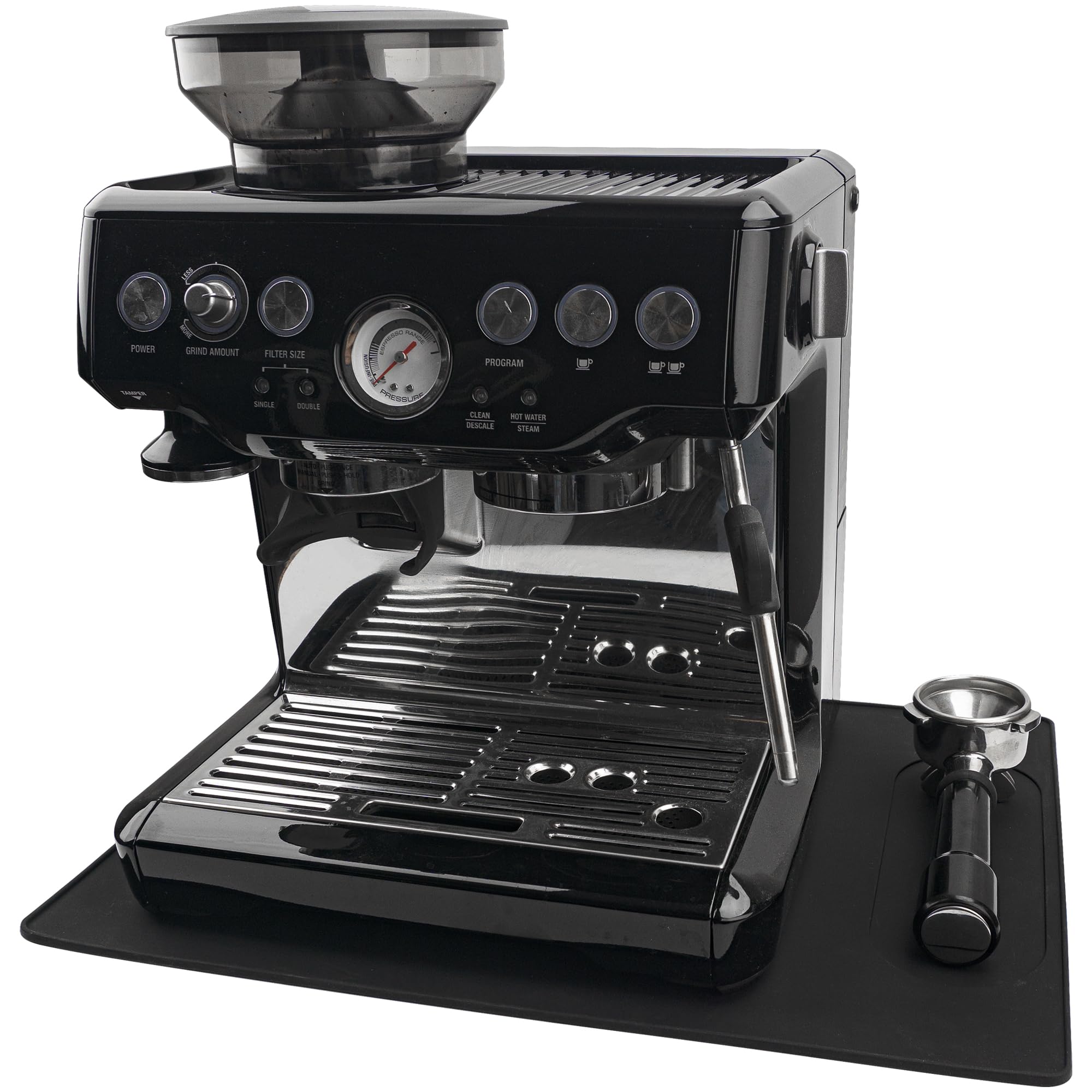 USEAMIE Silicone Mat Under Coffee Machine With Lip Automatic Machines Accessory, Black Multifunctional Rubber Base Mat, 18.9” x 13.8”