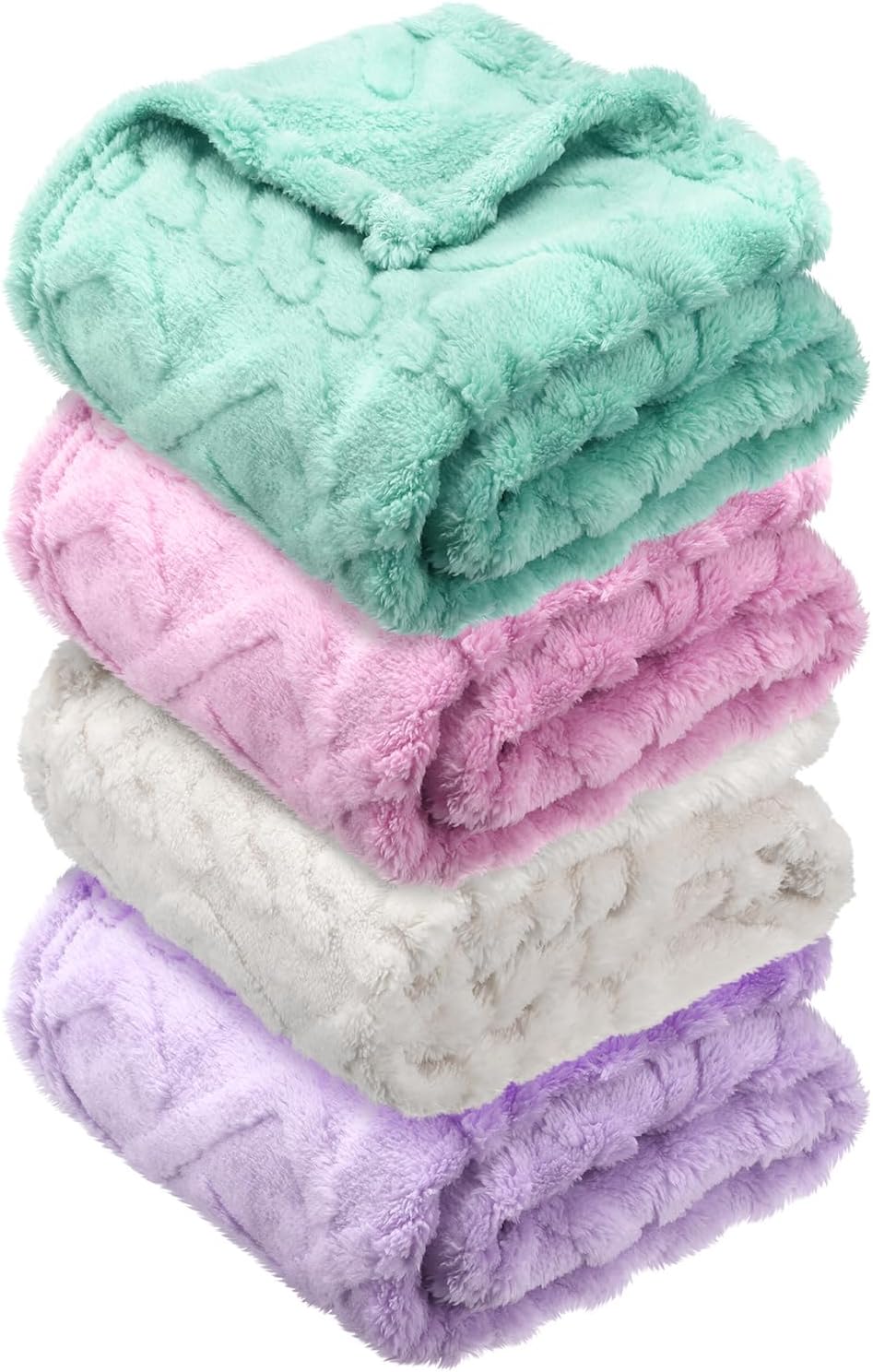 VitalCozy Fleece Baby Blankets - 3D Soft Plush Warmth | 4 Pcs 30" x 40" for Newborns & Toddlers