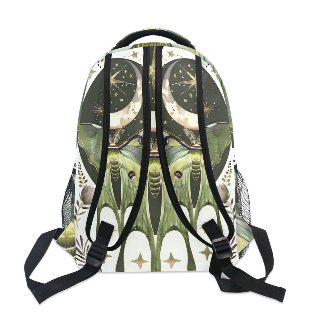 ALAZA Luna Moth Moon Backpacks for Girls Elementary School Bag Kids Bookbag Personalized Travel Daypack 3rd 4th 5th Grade Rucksack 16in Laptop Back Pack