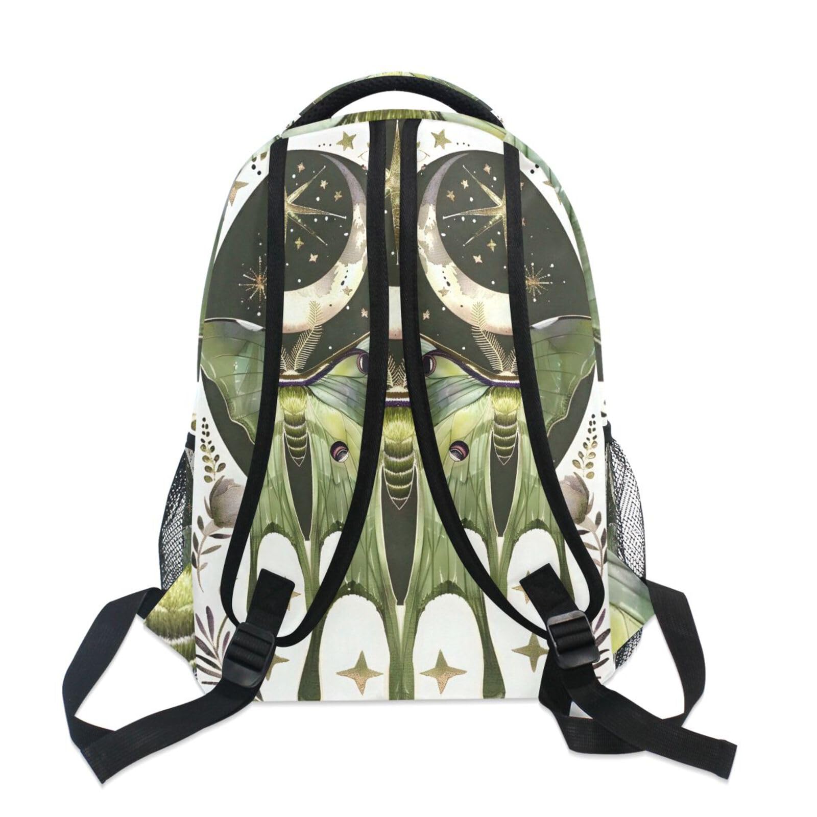 ALAZA Luna Moth Moon Backpacks for Girls Elementary School Bag Kids Bookbag Personalized Travel Daypack 3rd 4th 5th Grade Rucksack 16in Laptop Back Pack