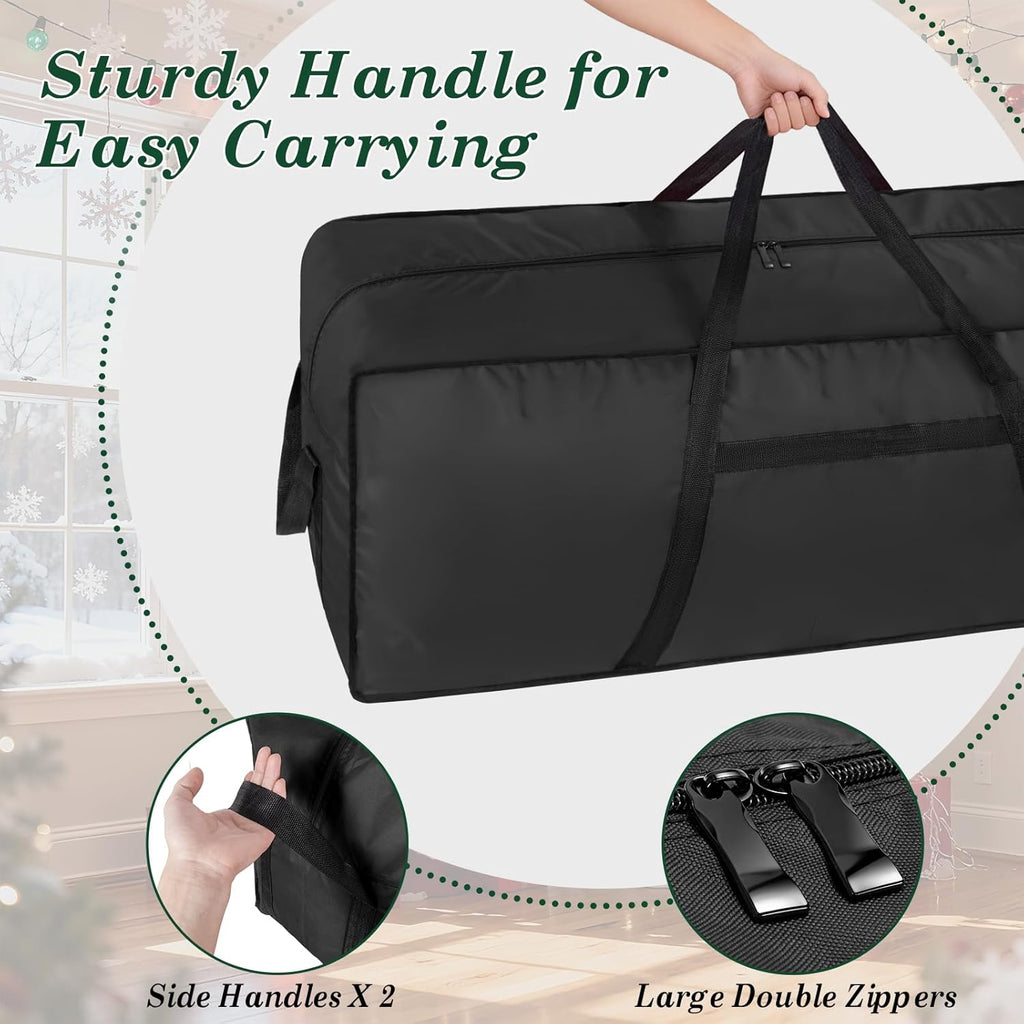 Skiennix Heavy-Duty Christmas Tree Storage Bag - Large Capacity with Reinforced Handles & Dual Zippers | Fits 3FT-4.5FT Trees, Black