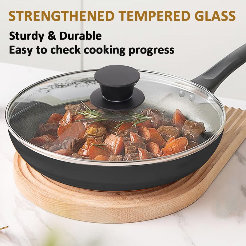 Glass Lid for Cast Iron Pan, Frying Pan, Skillet, Saute Pan, Tempered Glass Cover with Heat Resistant Handle (Stainless Steel Rim, 12.5"/32cm)