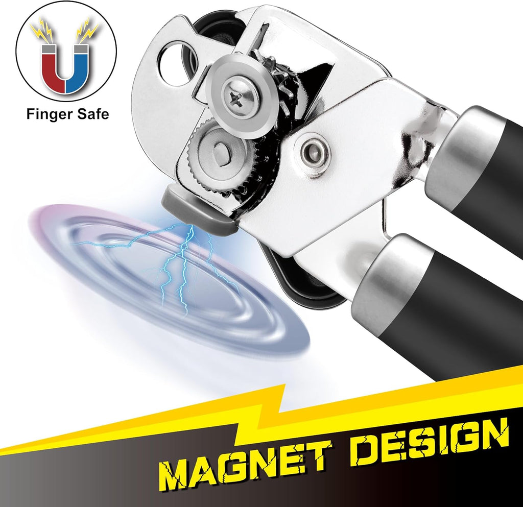 PrinChef Manual Can Opener - Smooth Edge Design with Reinforced Gear & Magnet | Comfortable Grip for Seniors